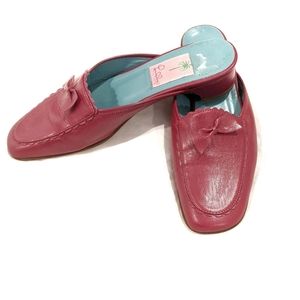 Lilly Pulitzer leather mules with bow berry